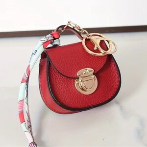 Red Mini Leather bag charm/ Keychain new